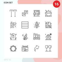 16 Thematic Vector Outlines and Editable Symbols of holiday dinner pages report presentation Editable Vector Design Elements