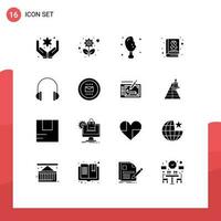 16 Creative Icons Modern Signs and Symbols of headset audio meat day book Editable Vector Design Elements