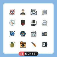 16 Creative Icons Modern Signs and Symbols of delivery pad communication notebook envelope Editable Creative Vector Design Elements