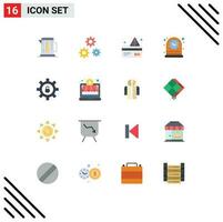 16 Thematic Vector Flat Colors and Editable Symbols of security watch alert time clock Editable Pack of Creative Vector Design Elements