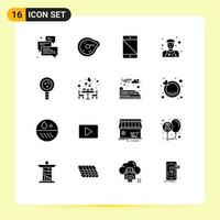 16 Thematic Vector Solid Glyphs and Editable Symbols of waiter assistant paradox phone hardware Editable Vector Design Elements