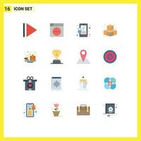 16 Flat Color concept for Websites Mobile and Apps award job cubes vegetable halloween Editable Pack of Creative Vector Design Elements