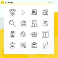 16 Thematic Vector Outlines and Editable Symbols of zoom money direction bank web coding Editable Vector Design Elements