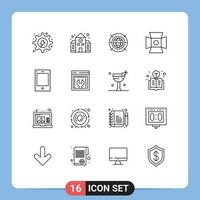 16 Thematic Vector Outlines and Editable Symbols of devices photography back to school photo computing Editable Vector Design Elements