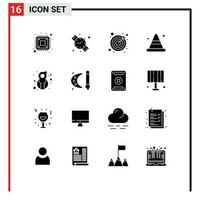 16 Thematic Vector Solid Glyphs and Editable Symbols of woman female goals eight march construction Editable Vector Design Elements