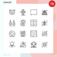 16 Outline concept for Websites Mobile and Apps forest candle tools wedding cake Editable Vector Design Elements