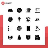 16 Thematic Vector Solid Glyphs and Editable Symbols of award plastic dvd equipment day Editable Vector Design Elements