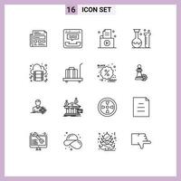 16 Creative Icons Modern Signs and Symbols of laboratory education help chemistry office Editable Vector Design Elements