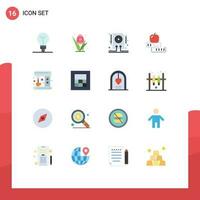 16 Flat Color concept for Websites Mobile and Apps machine university drive study knowledge Editable Pack of Creative Vector Design Elements