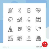 dieciséis creativo íconos moderno señales y símbolos de hospital favorito orar me gusta corazón editable vector diseño elementos