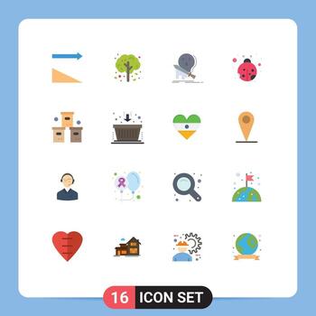 16 Flat Color concept for Websites Mobile and Apps pack box frag beetle insect Editable Pack of Creative Vector Design Elements