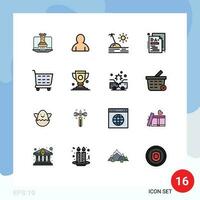 16 Flat Color Filled Line concept for Websites Mobile and Apps shopping cart ecommerce island knowledge a Editable Creative Vector Design Elements