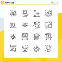 16 Creative Icons Modern Signs and Symbols of error develop web layout bug historic Editable Vector Design Elements