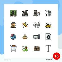 16 Creative Icons Modern Signs and Symbols of tea cup instrument shower bathroom Editable Creative Vector Design Elements