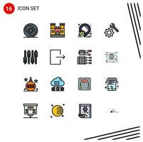 16 Universal Flat Color Filled Line Signs Symbols of audio equalizer estate gear setting Editable Creative Vector Design Elements