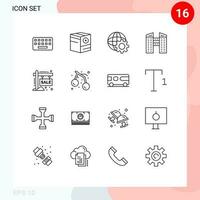 16 Thematic Vector Outlines and Editable Symbols of sale board plus construction buildings Editable Vector Design Elements