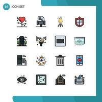 16 Creative Icons Modern Signs and Symbols of company security fire firewall camp Editable Creative Vector Design Elements