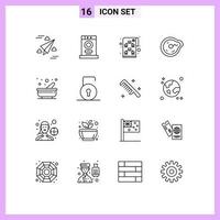 16 Thematic Vector Outlines and Editable Symbols of cooking paradox planning motion bend Editable Vector Design Elements