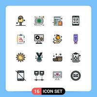dieciséis plano color lleno línea concepto para sitios web móvil y aplicaciones algoritmo qr cheque lista teléfono código editable creativo vector diseño elementos