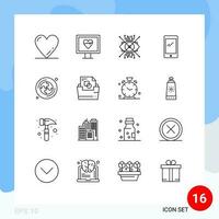 16 Thematic Vector Outlines and Editable Symbols of education iphone cyber android smart phone Editable Vector Design Elements