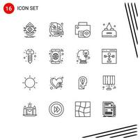 16 Thematic Vector Outlines and Editable Symbols of open food creative drink hardware Editable Vector Design Elements