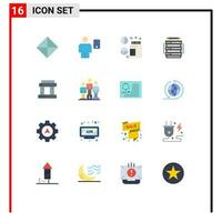 16 Creative Icons Modern Signs and Symbols of landmark rack mobile database wellness Editable Pack of Creative Vector Design Elements