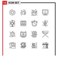 16 Thematic Vector Outlines and Editable Symbols of developer craft drink build imac Editable Vector Design Elements