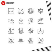 16 Creative Icons Modern Signs and Symbols of library books coding screen bar Editable Vector Design Elements