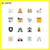 16 Thematic Vector Flat Colors and Editable Symbols of webpage development thanks day develop pin Editable Pack of Creative Vector Design Elements