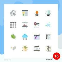 16 Creative Icons Modern Signs and Symbols of lock fluorescent page energy bulb Editable Pack of Creative Vector Design Elements