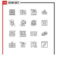 16 Thematic Vector Outlines and Editable Symbols of mic influence box election bribe Editable Vector Design Elements