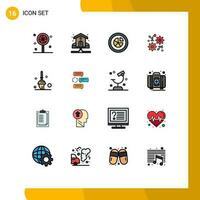 16 Creative Icons Modern Signs and Symbols of bucket love analytics gift report Editable Creative Vector Design Elements