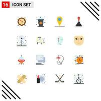 16 Thematic Vector Flat Colors and Editable Symbols of tower cellular location broadcasting auto Editable Pack of Creative Vector Design Elements