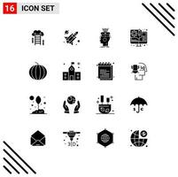 16 Creative Icons Modern Signs and Symbols of berry web sousveillance development head Editable Vector Design Elements