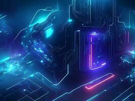 Cyber circuit future technology concept background photo