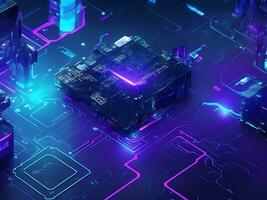 Cyber circuit future technology concept background photo