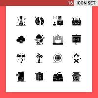 dieciséis sólido glifo concepto para sitios web móvil y aplicaciones tablero tienda espacio abierto desarrollo editable vector diseño elementos