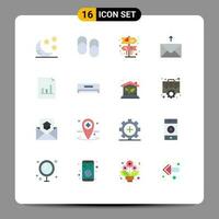 16 Creative Icons Modern Signs and Symbols of cooling graph direction document send Editable Pack of Creative Vector Design Elements