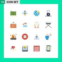 16 Creative Icons Modern Signs and Symbols of line padlock bug circular stare Editable Pack of Creative Vector Design Elements