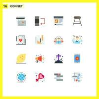 16 Flat Color concept for Websites Mobile and Apps party cards interface seat drink Editable Pack of Creative Vector Design Elements