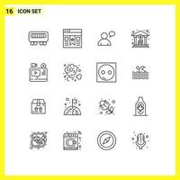 16 Creative Icons Modern Signs and Symbols of tutorial blog chatting record money Editable Vector Design Elements