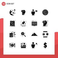 16 Creative Icons Modern Signs and Symbols of internet video mark playback body Editable Vector Design Elements