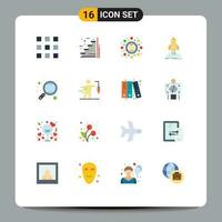 16 Thematic Vector Flat Colors and Editable Symbols of learning mission optimization shuttle startup Editable Pack of Creative Vector Design Elements