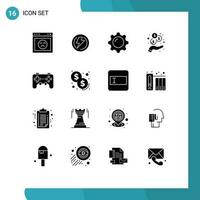 16 Thematic Vector Solid Glyphs and Editable Symbols of controller investment power income makeup Editable Vector Design Elements
