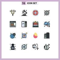 16 Creative Icons Modern Signs and Symbols of communication target science seo lifesaver Editable Creative Vector Design Elements