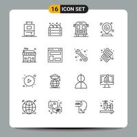 16 Creative Icons Modern Signs and Symbols of real building school mark pin Editable Vector Design Elements