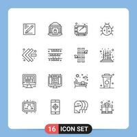 16 Creative Icons Modern Signs and Symbols of arrows nature security ladybug cute Editable Vector Design Elements