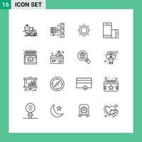 16 Creative Icons Modern Signs and Symbols of back to school rotate social phone device Editable Vector Design Elements