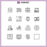 16 Creative Icons Modern Signs and Symbols of helmet train cam suburban video Editable Vector Design Elements