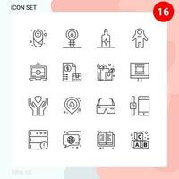 16 Creative Icons Modern Signs and Symbols of computing space traveler laboratory people astronaut Editable Vector Design Elements